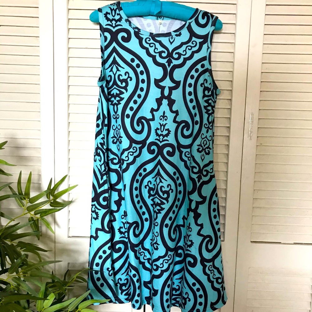 Trendy A line Tank Dress, with GEO Pattern tribal